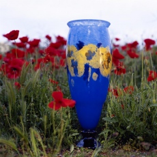 Vase, décor "Jade" poudré "Capucines"